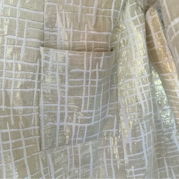 🧥 Victor Costa Metallic Gold Textured Belted Coat – Size 12 - Picture 4 of 12